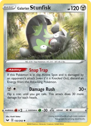 Galarian Stunfisk #132 · Sword & Shield Pokémon card