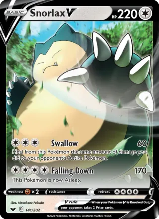 Snorlax V #141 · Sword & Shield Pokémon card