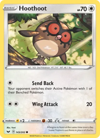 Hoothoot #143 · Sword & Shield Pokémon card