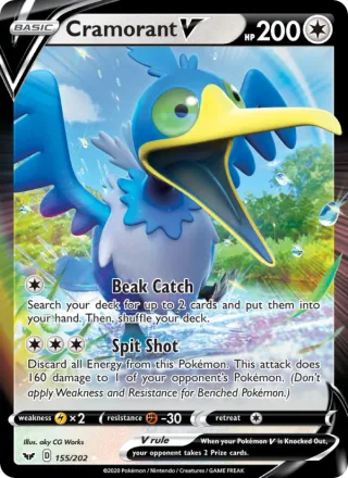 Cramorant V #155 · Sword & Shield Pokémon card