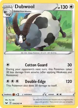 Dubwool #154 · Sword & Shield Pokémon card