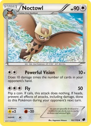 Noctowl #92 · Plasma Freeze Pokémon card