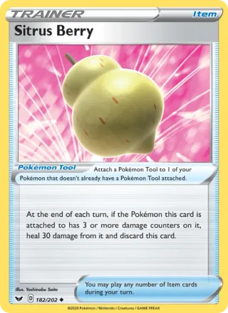 Sitrus Berry #182 · Sword & Shield Pokémon card