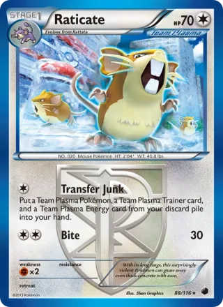Raticate #88 · Plasma Freeze Pokémon card
