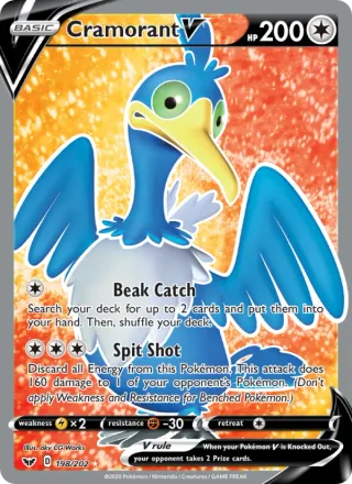 Cramorant V #198 · Sword & Shield Pokémon card