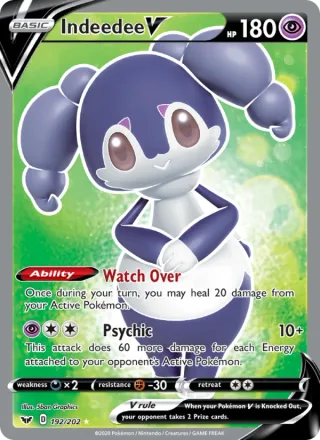 Indeedee V #192 · Sword & Shield Pokémon card