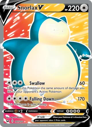 Snorlax V #197 · Sword & Shield Pokémon card