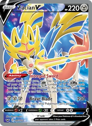 Zacian V #195 · Sword & Shield Pokémon card