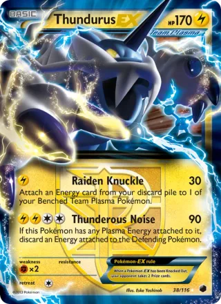 Thundurus-EX #38 · Plasma Freeze Pokémon card