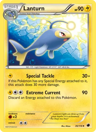 Lanturn #36 · Plasma Freeze Pokémon card
