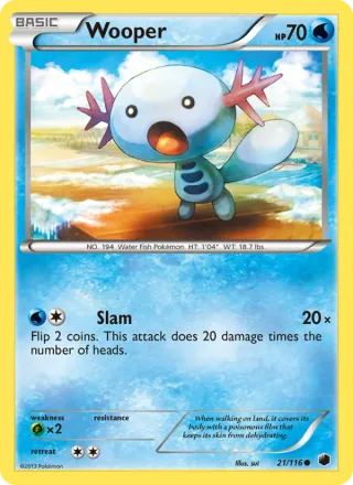 Wooper #21 · Plasma Freeze Pokémon card