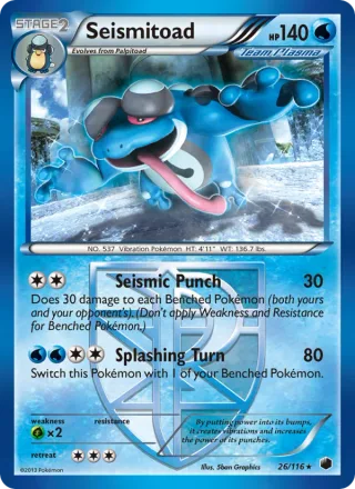 Seismitoad #26 · Plasma Freeze Pokémon card