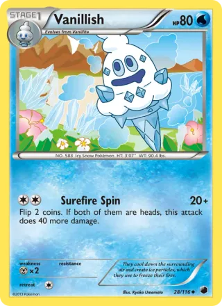 Vanillish #28 · Plasma Freeze Pokémon card
