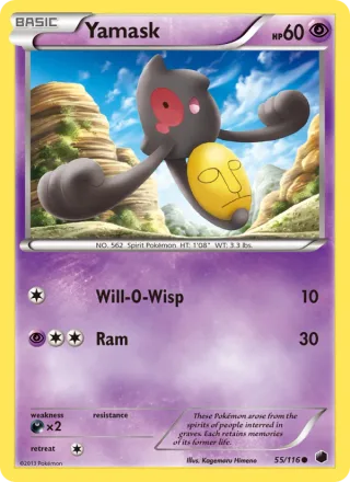 Yamask #55 · Plasma Freeze Pokémon card