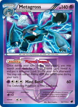 Metagross #52 · Plasma Freeze Pokémon card