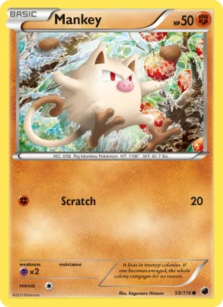 Mankey #59 · Plasma Freeze Pokémon card