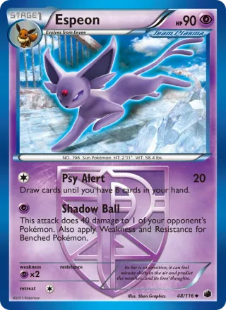 Espeon #48 · Plasma Freeze Pokémon card