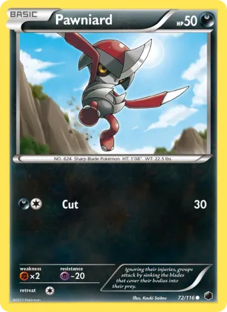 Pawniard #72 · Plasma Freeze Pokémon card