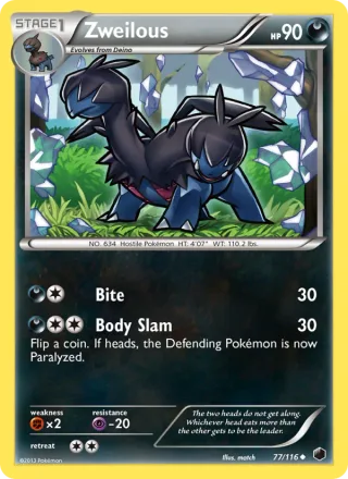 Zweilous #77 · Plasma Freeze Pokémon card