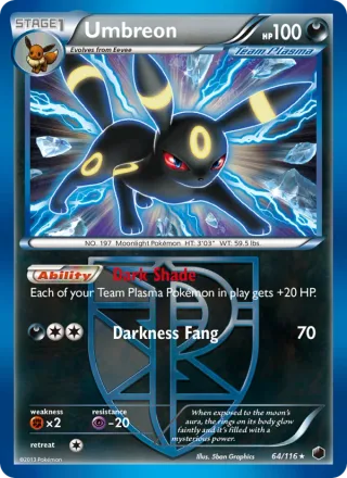 Umbreon #64 · Plasma Freeze Pokémon card