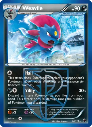 Weavile #66 · Plasma Freeze Pokémon card