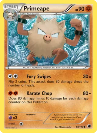 Primeape #60 · Plasma Freeze Pokémon card