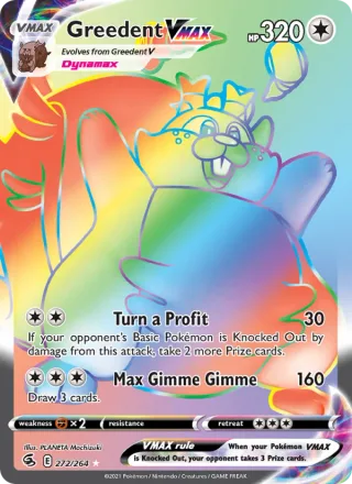 Greedent VMAX #272 · Fusion Strike Pokémon card