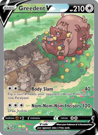 Greedent V #257 · Fusion Strike Pokémon card