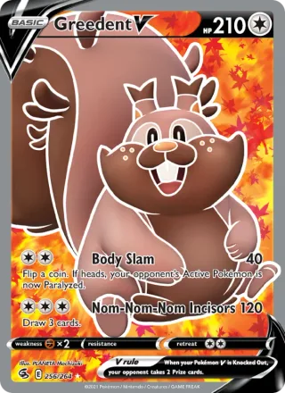 Greedent V #256 · Fusion Strike Pokémon card