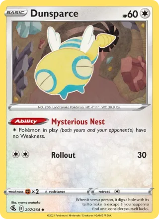 Dunsparce #207 · Fusion Strike Pokémon card