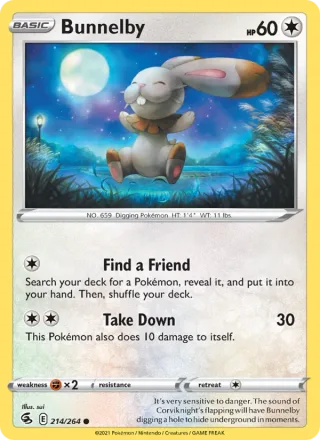 Bunnelby #214 · Fusion Strike Pokémon card
