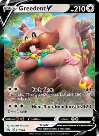 Greedent V #217 · Fusion Strike Pokémon card