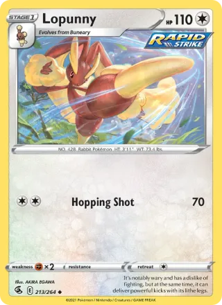 Lopunny #213 · Fusion Strike Pokémon card