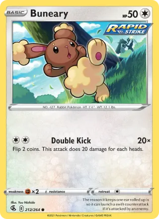 Buneary #212 · Fusion Strike Pokémon card