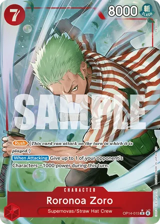 Roronoa Zoro (Alternate Art) #OP14-015-alternate-art · The Azure Sea's Seven One Piece card