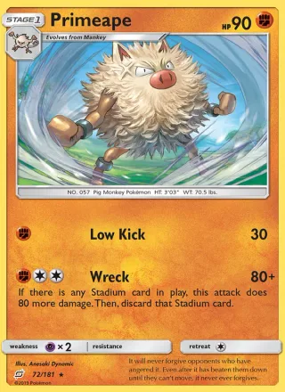 Primeape #72 · Team Up Pokémon card