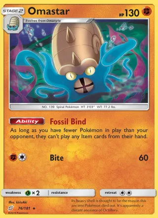 Omastar #76 · Team Up Pokémon card