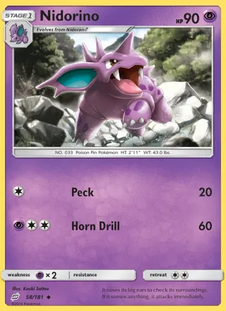 Nidorino #58 · Team Up Pokémon card