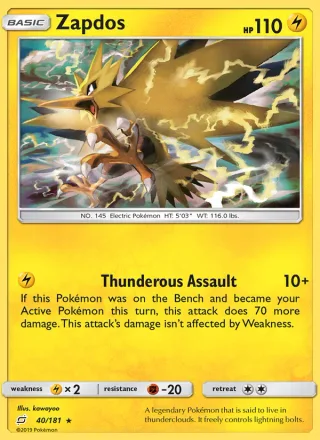 Zapdos #40 · Team Up Pokémon card