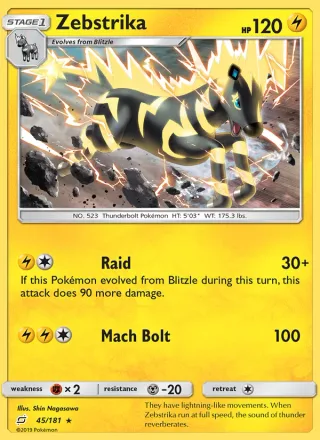 Zebstrika #45 · Team Up Pokémon card