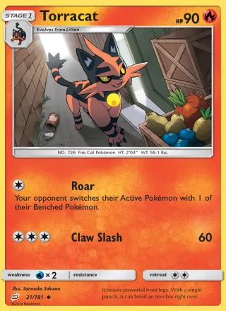 Torracat #21 · Team Up Pokémon card