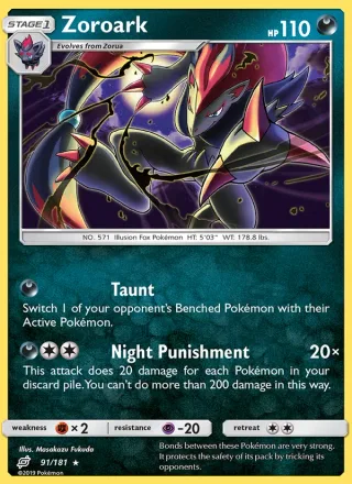 Zoroark #91 · Team Up Pokémon card