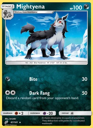 Mightyena #87 · Team Up Pokémon card