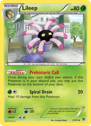 Lileep #3 · Plasma Blast Pokémon card
