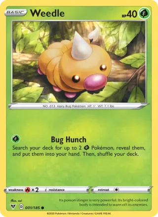 Weedle #1 · Vivid Voltage Pokémon card