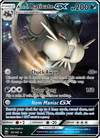 Alolan Raticate GX #85 · Celestial Storm Pokémon card