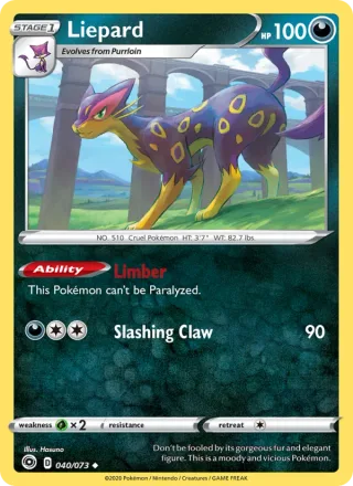 Liepard #40 · Champion's Path Pokémon card