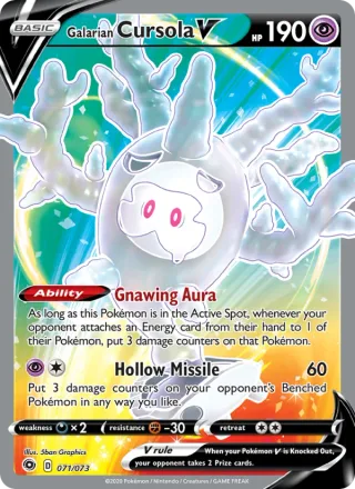 Galarian Cursola V #71 · Champion's Path Pokémon card
