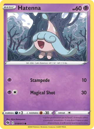 Hatenna #18 · Champion's Path Pokémon card