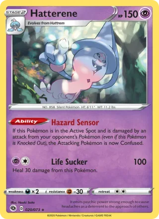 Hatterene #20 · Champion's Path Pokémon card